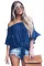 Asvivid Womens Solid Off the Shoulder Tops 3 4 Flare Sleeve Tie Knot Blouses and Tops