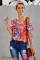 Asvivid Womens Summer Cold Shoulder Short Sleeve T-Shirt V Neck Floral Printed Loose Blouses Tops