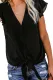 Asvivid Womens Button Down V-Neck Tops Ruffle Cap Sleeve Tie Knot Chiffon Summer Shirt Blouses