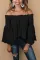 Asvivid Womens Off the Shoulder Bell Long Sleeve Tops Hollow Out Shirring Loose Shirt Blouses 