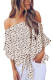 Asvivid Womens Vintage Polka Dot Printed Off the Shoulder Tops 3/4 Sleeve Tie Knot Shirt Chiffon Bloues