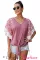Asvivid Womens Boho Floral Printed V Neck Bell Short Sleeve Summer Shirt Loose Tops and Blouses
