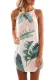 Asvivid Womens Summer Halter Neck Floral Print Sleeveless Casual Mini Dress
