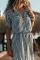 Asvivid Womens Striped Button Down V Neck Roll up Sleeve Split Shirt Maxi Dress with Belt