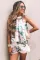 Asvivid Womens Summer Halter Floral Print Sleeveless Casual Romper Shorts Jumpsuits Playsuit