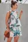 Asvivid Womens Summer Halter Floral Print Sleeveless Casual Romper Shorts Jumpsuits Playsuit