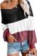 Asvivid Womens Color Block Off The Shoulder V Neck Pullover Sweater Fall Batwing Sleeve Waffle Knitted Sweaters Jumper Tops