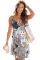 Asvivid Womens Casual Spaghetti Straps Crew Neck Printed Beach Mini Dress Sundresses S-XL
