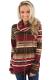 Asvivid Womens Cowl Neck Color Block Striped Tunic Sweatshirt Drawstring Pullover Tops with Pocket