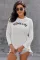 Asvivid Womens Letter Printed Crewneck Sweatshirt Solid Long Sleeve Loose Pullover Tops