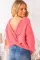 Asvivid Women's Fuzzy Criss Cross V Neck Twist Knitted Sweater Backless Loose Jumper Sweaters 