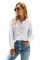Asvivid Womens Casual Henley V Neck Shirt Button Down Ballon Sleeve Chiffon Blouses Pleated High Low Peasant Tops