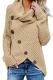 Asvivid Women's Button Turtle Cowl Neck Asymmetric Hem Wrap Pullover Sweater