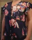 Asvivid Womens Floral Printed Button Down V-Neck Tops Ruffle Cap Sleeve Tie Knot Chiffon Summer Shirt Blouses