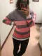 Asvivid Womens Cowl Neck Color Block Striped Hooded Sweatshirt Drawstring Hoodie Loose Pullover Tops