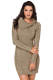 Auglue  Asymmetric Buttoned Collar Apricot Bodycon Sweater Dress