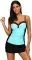 Herseas Mint Black Ruched Tankini and Skirted Swimsuit