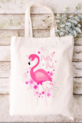 Flamingo Graphic Tote Canvas Bag LC854359-1