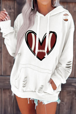 American Football Heart-shaped Ripped Hooded Shift Casual Hoodie LC25316321-1