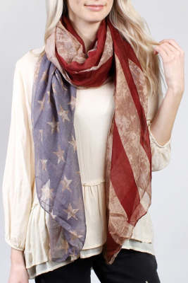 American flag print balinese shawl scarf BH04077-4