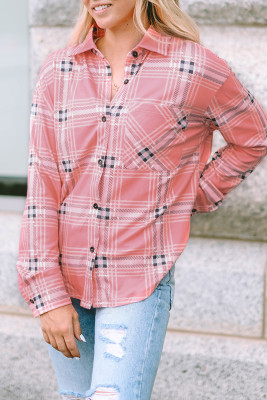 Button Front Plaid Print Shirt LC2553622-10