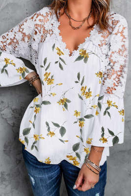 Boho Chic Style White Floral Lace Top LC25113412-1