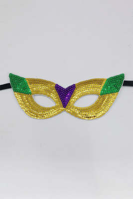 Mardi Gras Sequins Purple Green Yellow Tricolor Half Face Mask BH041996-12