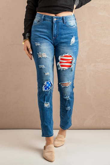 Vintage Stripe Ripped Jeans LC781717-5