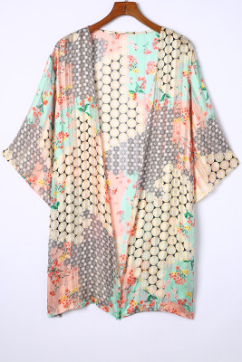 Floral Open Sheer Shimmer Kimono LC2541703-22