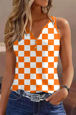 Plaid V Neck Casual Tank Tops LC25611142-P14