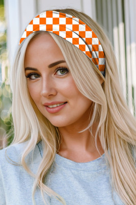 Orange Plaid No Slip Wide Hair Hoops BH042717-P14