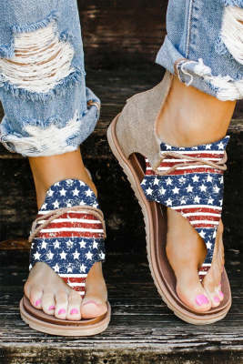 USA Flag Comfort Flat Sandals Summer Flip Flops BH02578-22