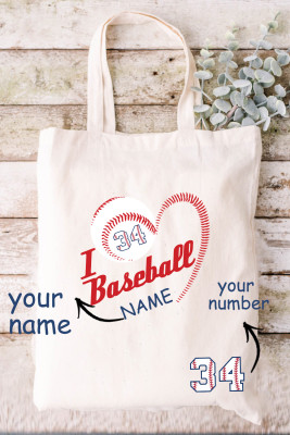 Custom Personalized Number Name Baseball Graphic Shoulder Shopping Bag Canvas Bag LC18086-1-T07