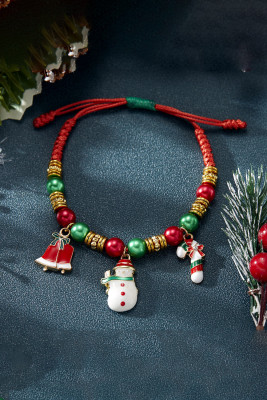Santa Claus Cane Beaded Hand-woven Adjustable Bracelets BH013116-P3