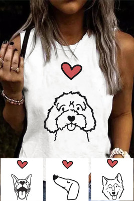 Custom Personalized Cute Dog Graphic Crew Neck Tank Tops LC2564163-1-T01
