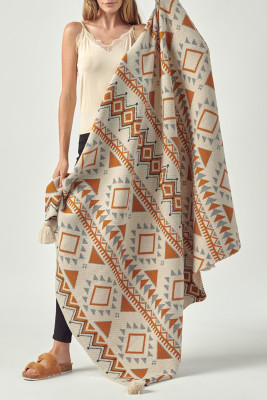 Tribal Geometry Pattern Double-Sided Blanket BH05347-16