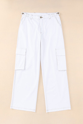 Pocket Button Shift Basic Casual Pants LC7711509-1