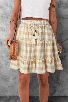 Plaid Ruffle Decoration Shift Casual Cute Skirts LC721302-22