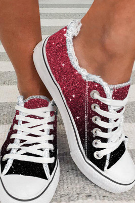 Dark Red Ombre Flats Canvas Shoes BH023479-P3