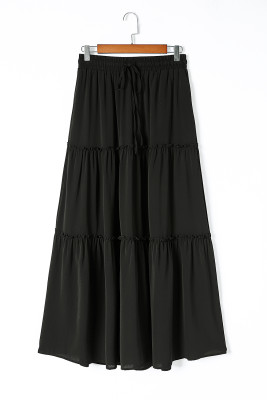 Frill Tiered Drawstring Waist Maxi Skirt LC721189-2