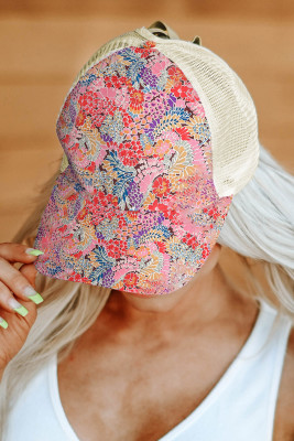 Floral Mesh Patchwork Criss Cross Baseball Cap BH041970-22