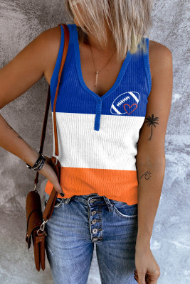 American Football Striped V Neck Casual Tank Tops LC25222892-P19