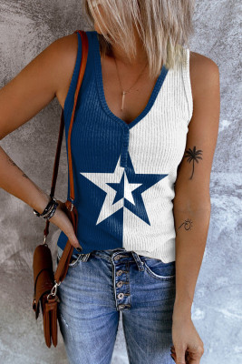 Star V Neck Shift Casual Tank Tops LC25611222-P905