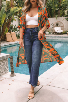 Abstract Print Half Sleeves Kimono LC2541812-22