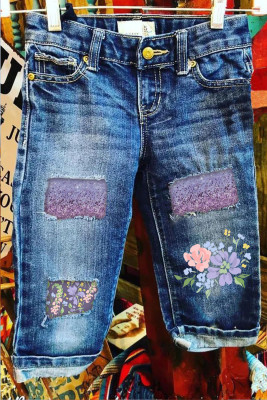 Morning Glory Ombre Purple Graphic Ripped Casual Bermuda Shorts LC7874234-4