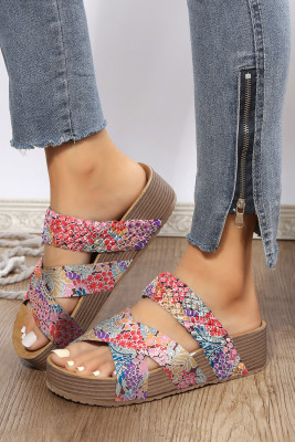 Braided Detail Criss Cross Platform Slippers BH022089-22