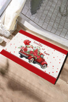 Valentine Heart Rose Letter Print Floor Mat LC021125-1