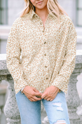 Leopard Button Shirtcolla Shift Casual Shirts LC2553781-20