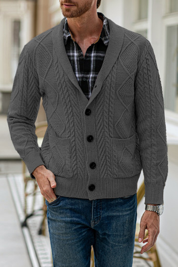 Men's V Neck Long Sleeve Buttons Down Cardigan MC27173-1011