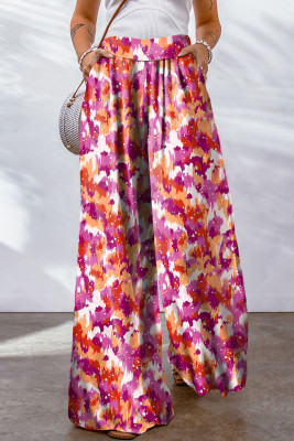 Wide Leg High Waist Abstract Floral Print Pants LC7712177-22